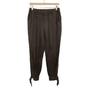 Amadi Tori Jogger Pants Olive Green Tencel Ankle Tie Womens M